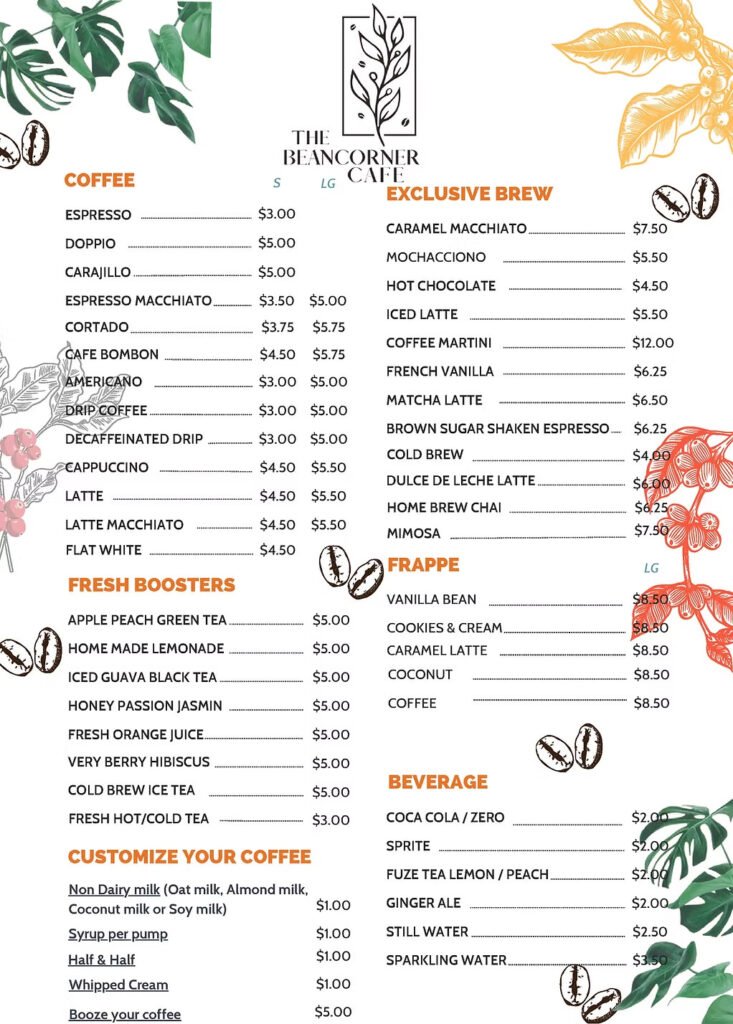 imgi 3 the bean corner menu 2